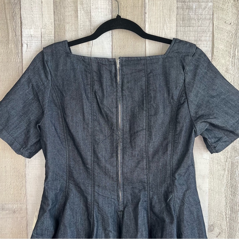 NWT Anthropologie Pilcro Short-Sleeve Square-Neck Denim Mini Dress Medium - Picture 12 of 15